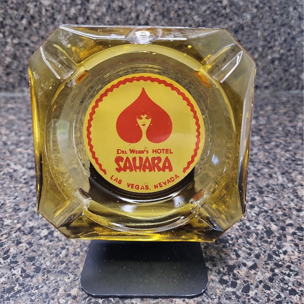 Vintage Del Webb's Sahara Hotel Las Vegas Amber Glass Casino Ashtray